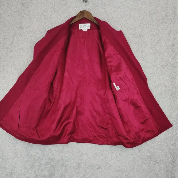 Oleg Cassini Womens 14 Red Wool Blend Blazer Jacket Work Career 23PT - Picture 6 of 8